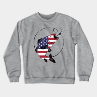 4th of July Fishing American Flag Crewneck Sweatshirt